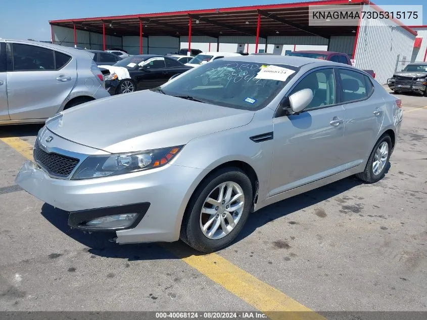 2013 Kia Optima Lx VIN: KNAGM4A73D5315175 Lot: 40068124