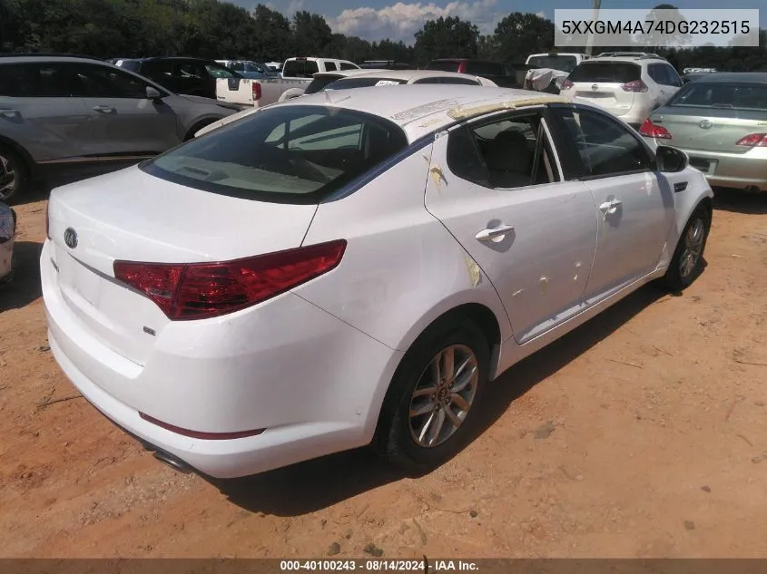 2013 Kia Optima Lx VIN: 5XXGM4A74DG232515 Lot: 40100243