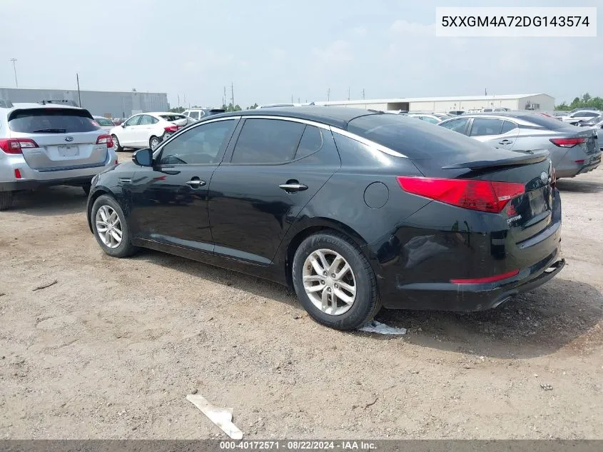 2013 Kia Optima Lx VIN: 5XXGM4A72DG143574 Lot: 40172571