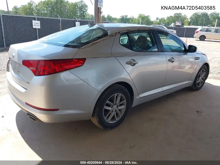 2013 Kia Optima Lx VIN: KNAGM4A72D5403585 Lot: 40200644