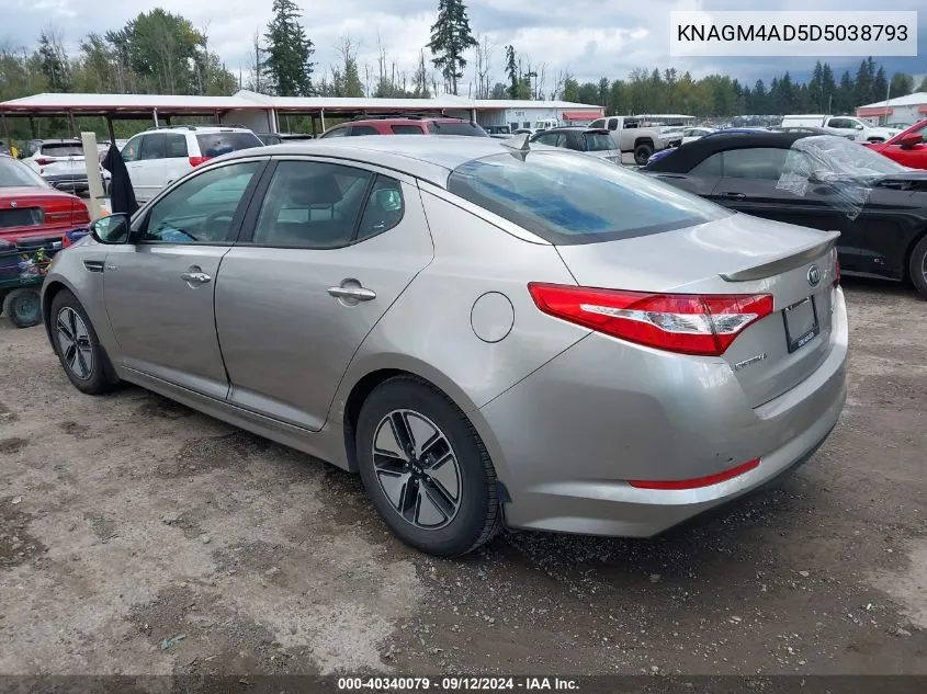 2013 Kia Optima Hybrid VIN: KNAGM4AD5D5038793 Lot: 40340079