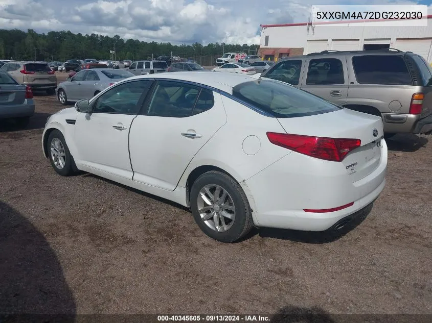 2013 Kia Optima Lx VIN: 5XXGM4A72DG232030 Lot: 40345605