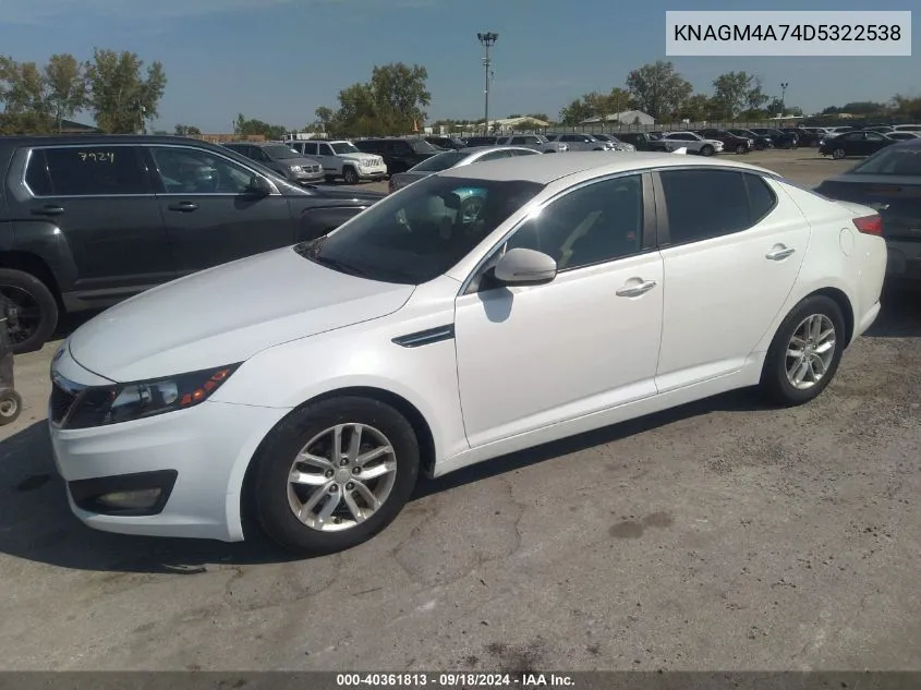 2013 Kia Optima Lx VIN: KNAGM4A74D5322538 Lot: 40361813