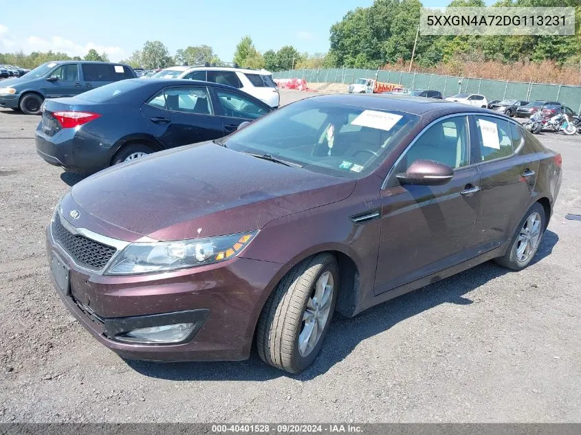 2013 Kia Optima Ex VIN: 5XXGN4A72DG113231 Lot: 40401528