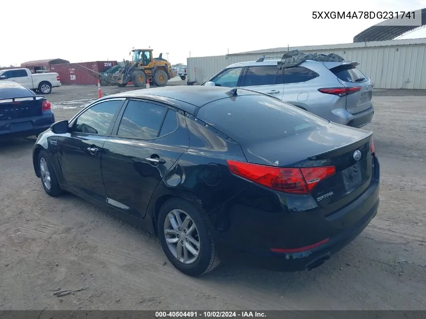 2013 Kia Optima Lx VIN: 5XXGM4A78DG231741 Lot: 40504491