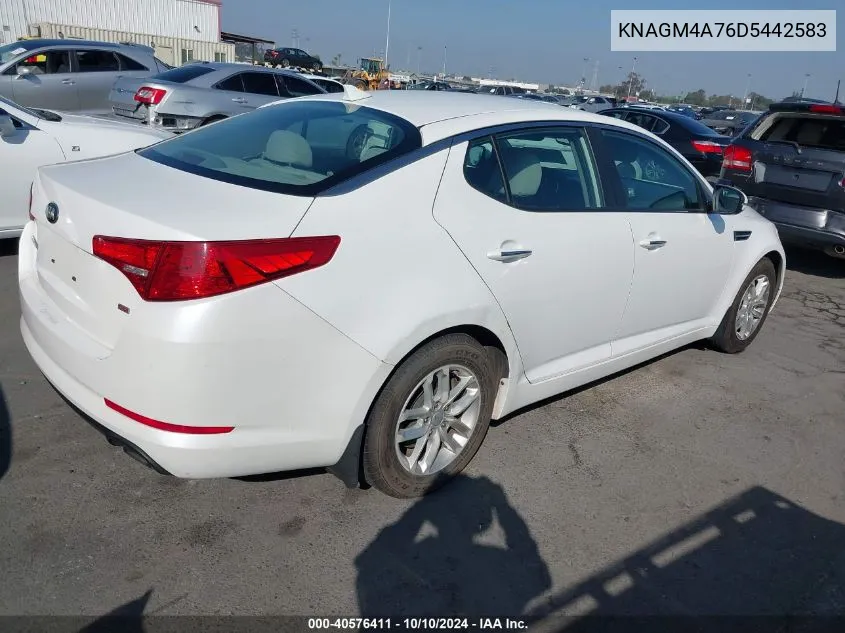 2013 Kia Optima Lx VIN: KNAGM4A76D5442583 Lot: 40576411