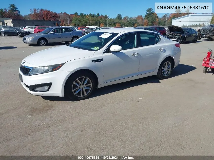 2013 Kia Optima Lx VIN: KNAGM4A76D5381610 Lot: 40675839