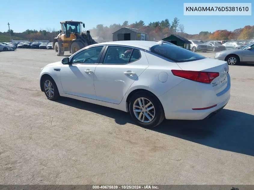 2013 Kia Optima Lx VIN: KNAGM4A76D5381610 Lot: 40675839