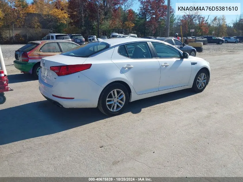 2013 Kia Optima Lx VIN: KNAGM4A76D5381610 Lot: 40675839