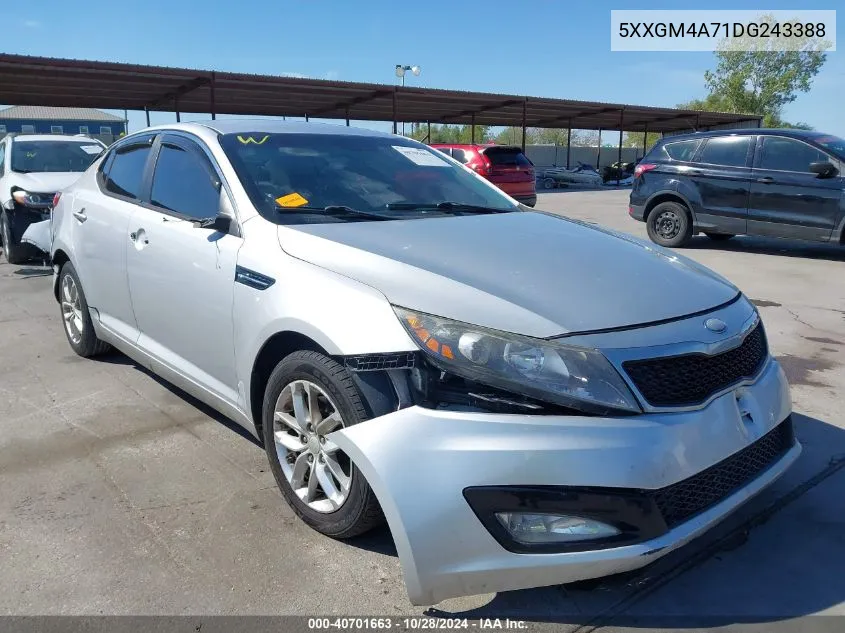 2013 Kia Optima Lx VIN: 5XXGM4A71DG243388 Lot: 40701663