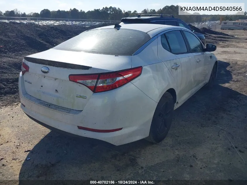 2013 Kia Optima Hybrid Lx VIN: KNAGM4AD4D5040566 Lot: 40702156