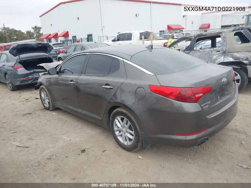 2013 Kia Optima Lx VIN: 5XXGM4A71DG221908 Lot: 40707159