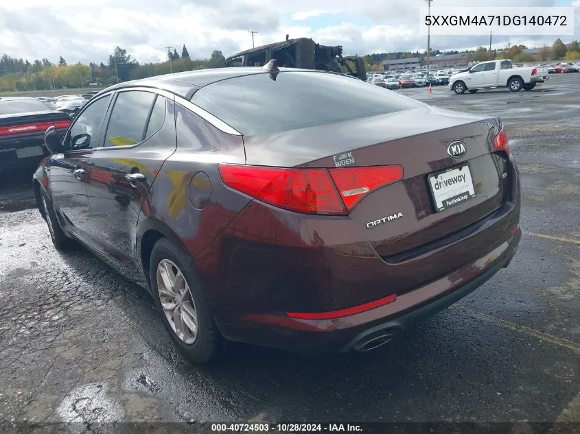 2013 Kia Optima Lx VIN: 5XXGM4A71DG140472 Lot: 40724503