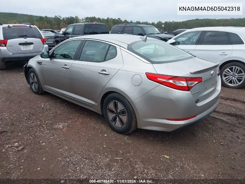 2013 Kia Optima Hybrid Lx VIN: KNAGM4AD6D5042318 Lot: 40748420