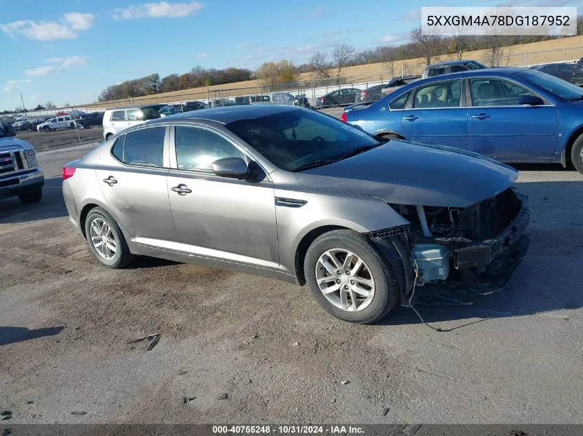 2013 Kia Optima Lx VIN: 5XXGM4A78DG187952 Lot: 40755248