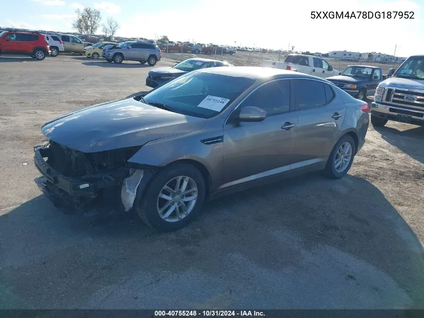 2013 Kia Optima Lx VIN: 5XXGM4A78DG187952 Lot: 40755248