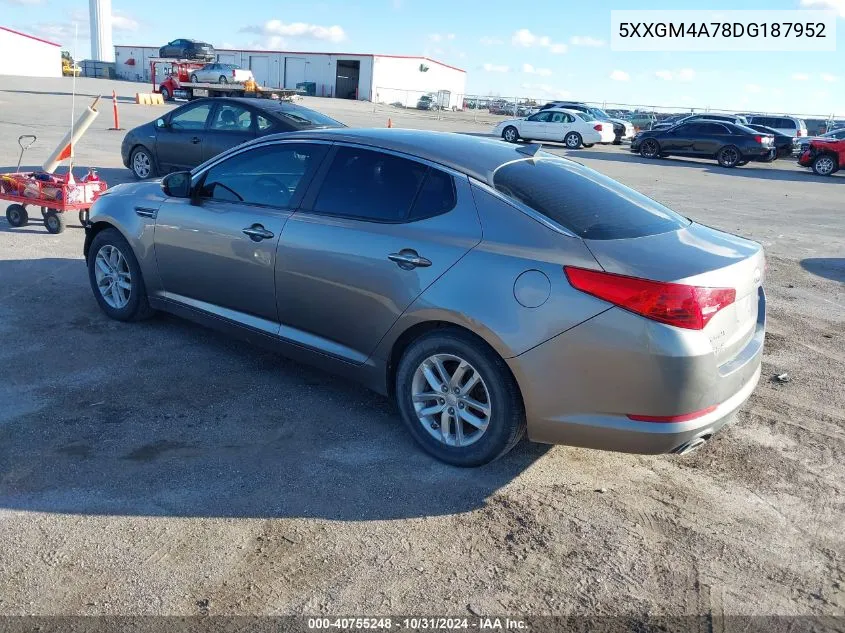 2013 Kia Optima Lx VIN: 5XXGM4A78DG187952 Lot: 40755248