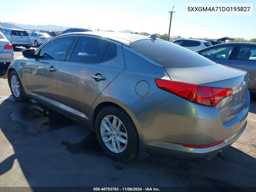 2013 Kia Optima Lx VIN: 5XXGM4A71DG195827 Lot: 40783763