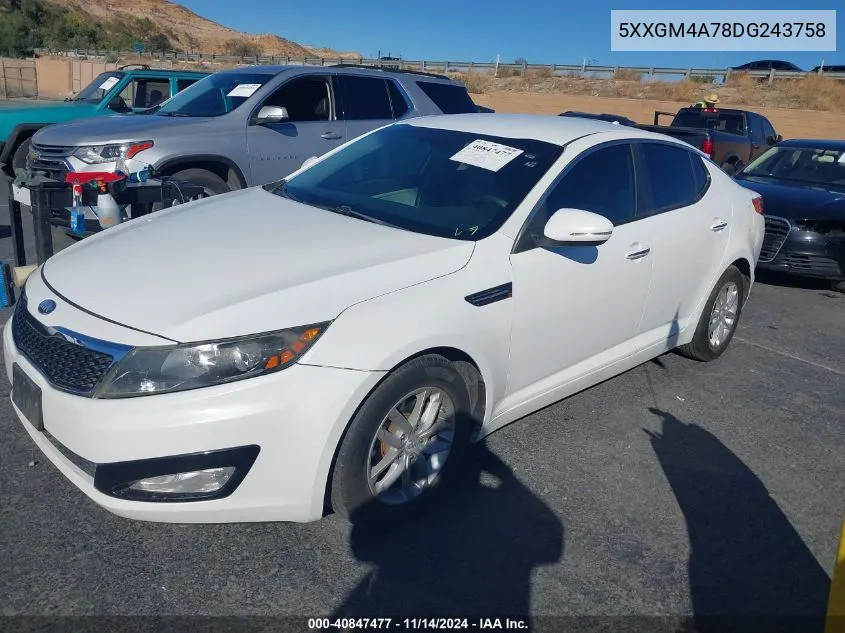 5XXGM4A78DG243758 2013 Kia Optima Lx