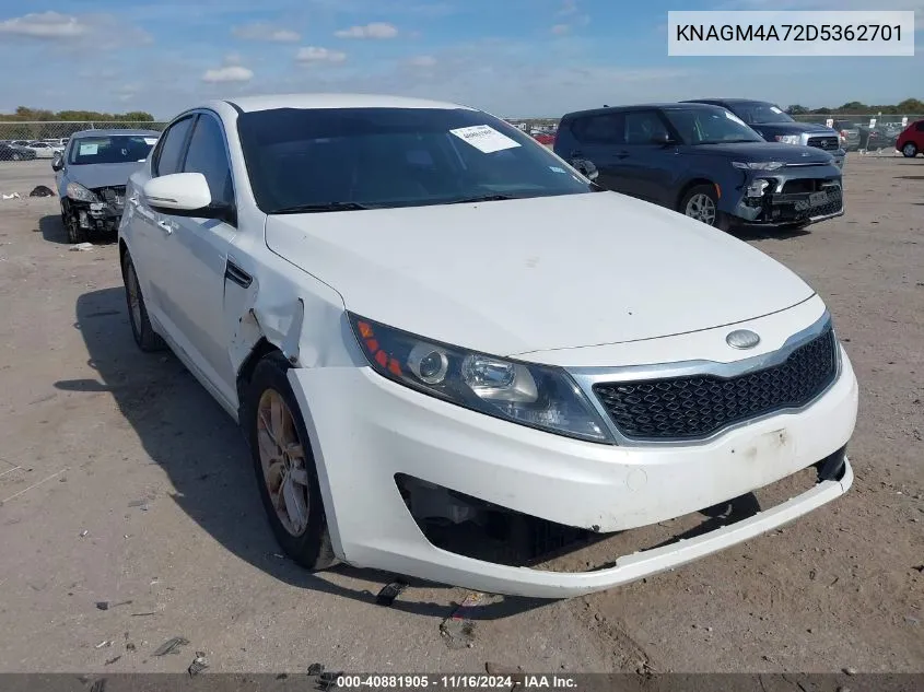 2013 Kia Optima Lx VIN: KNAGM4A72D5362701 Lot: 40881905