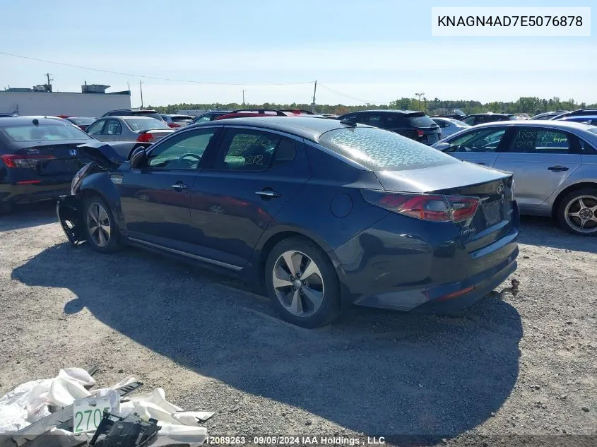 2014 Kia Optima Hybrid VIN: KNAGN4AD7E5076878 Lot: 12089263