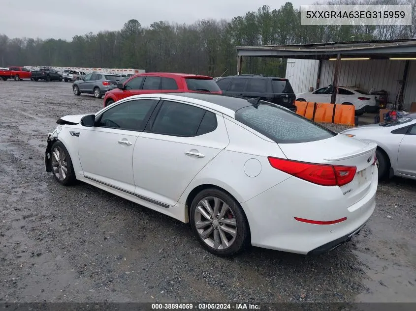 2014 Kia Optima Sxl Turbo VIN: 5XXGR4A63EG315959 Lot: 38894059