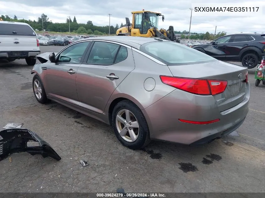 2014 Kia Optima Lx VIN: 5XXGM4A74EG351117 Lot: 39624279