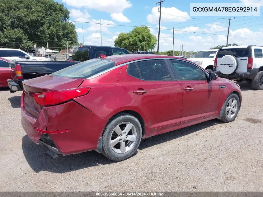 5XXGM4A78EG292914 2014 Kia Optima Lx