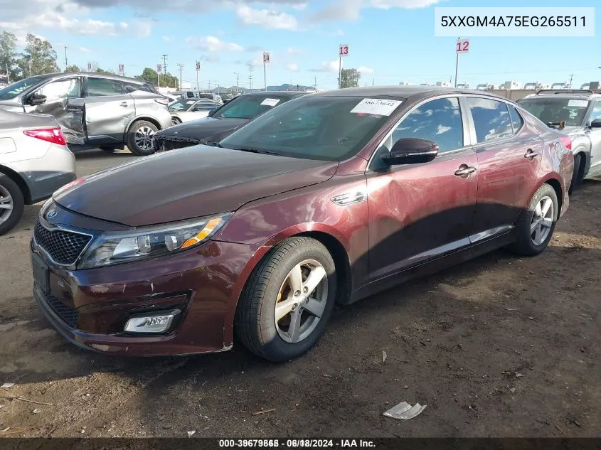 5XXGM4A75EG265511 2014 Kia Optima Lx