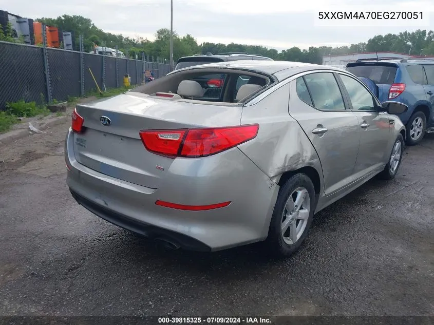 5XXGM4A70EG270051 2014 Kia Optima Lx