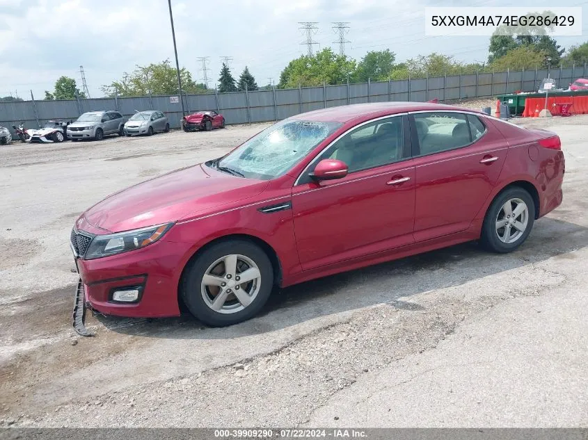 2014 Kia Optima Lx VIN: 5XXGM4A74EG286429 Lot: 39909290