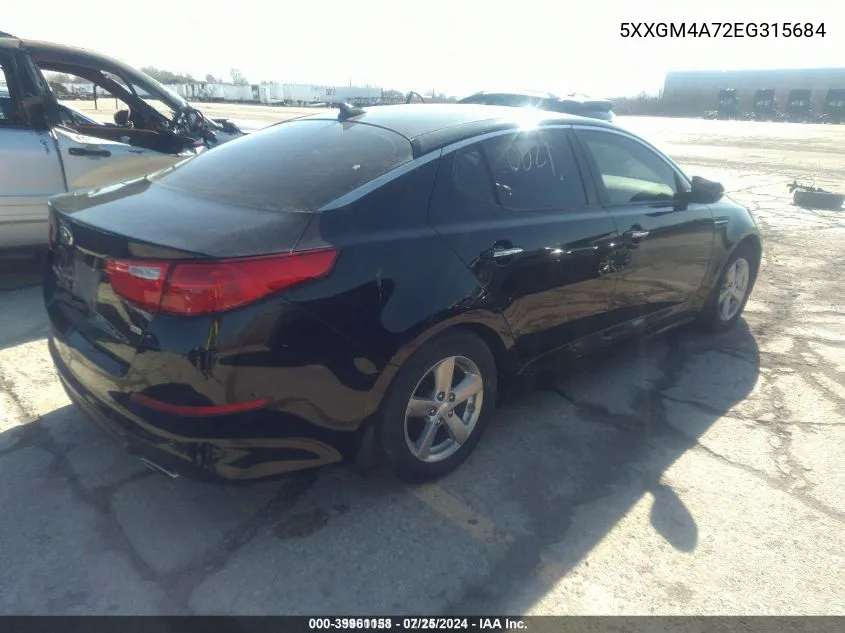 2014 Kia Optima Lx VIN: 5XXGM4A72EG315684 Lot: 39961158