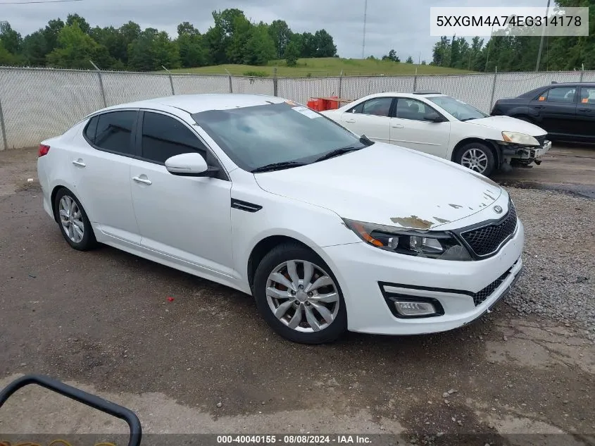 5XXGM4A74EG314178 2014 Kia Optima Lx