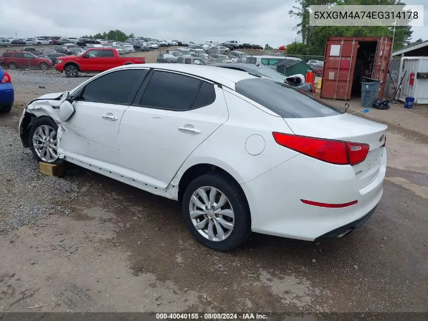 5XXGM4A74EG314178 2014 Kia Optima Lx