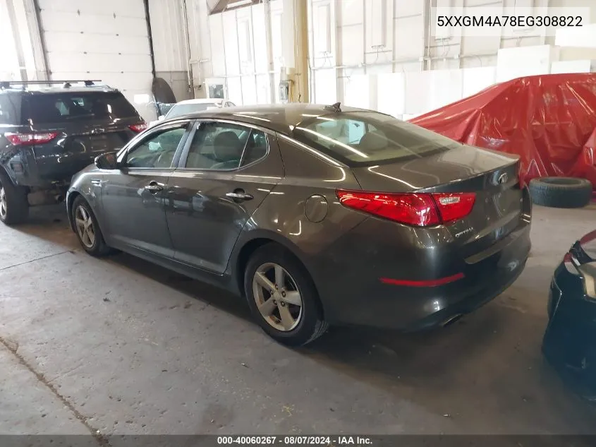 2014 Kia Optima Lx VIN: 5XXGM4A78EG308822 Lot: 40060267