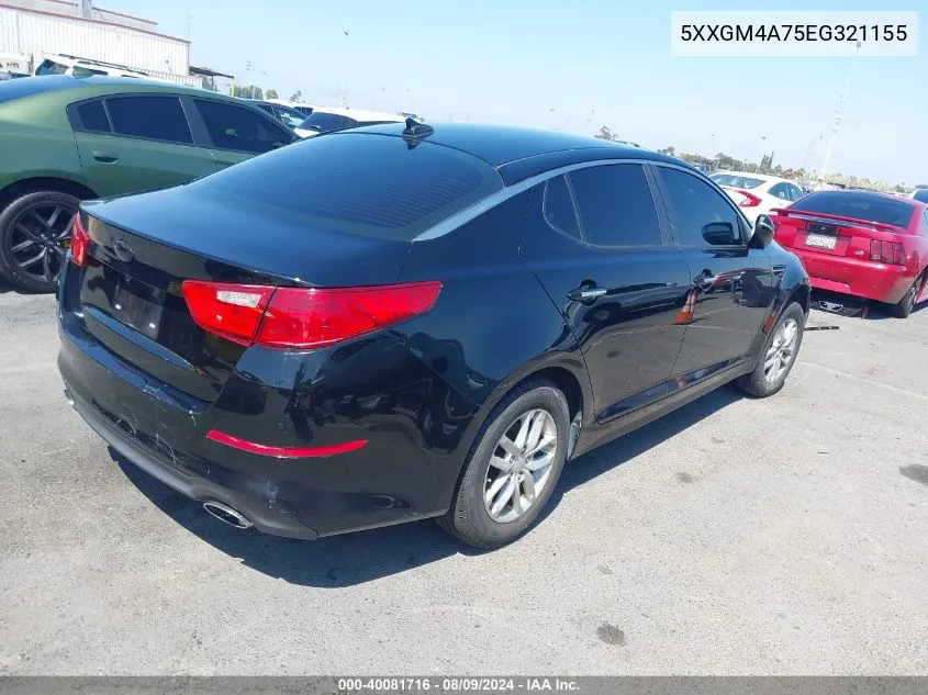 2014 Kia Optima Lx VIN: 5XXGM4A75EG321155 Lot: 40081716