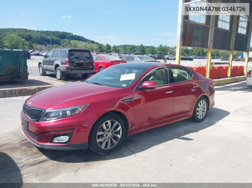 2014 Kia Optima Ex VIN: 5XXGN4A78EG346726 Lot: 40182936