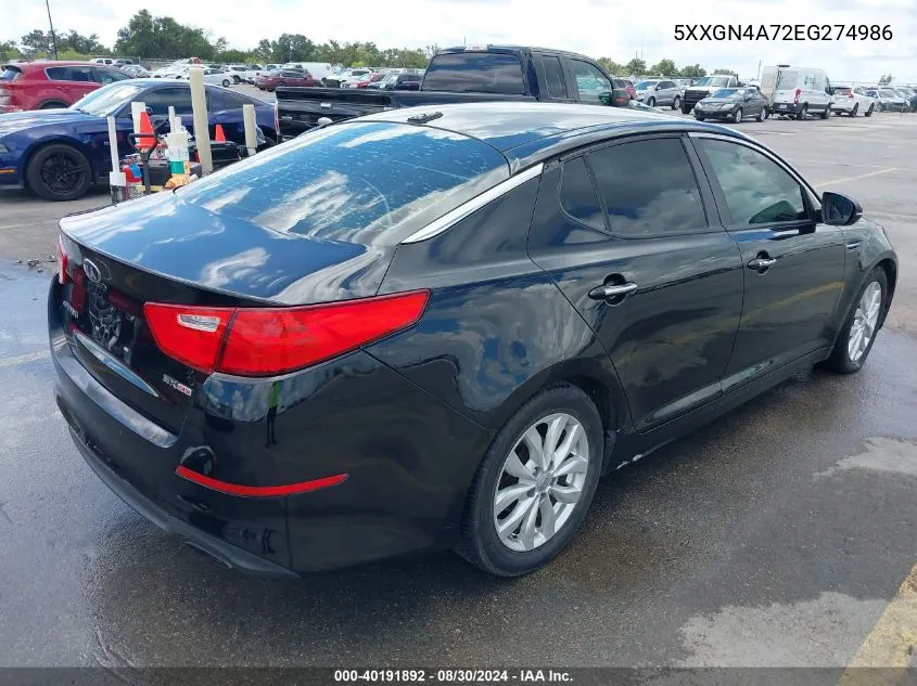 5XXGN4A72EG274986 2014 Kia Optima Ex