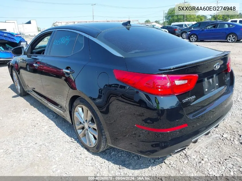 2014 Kia Optima Sxl Turbo VIN: 5XXGR4A60EG274948 Lot: 40248875