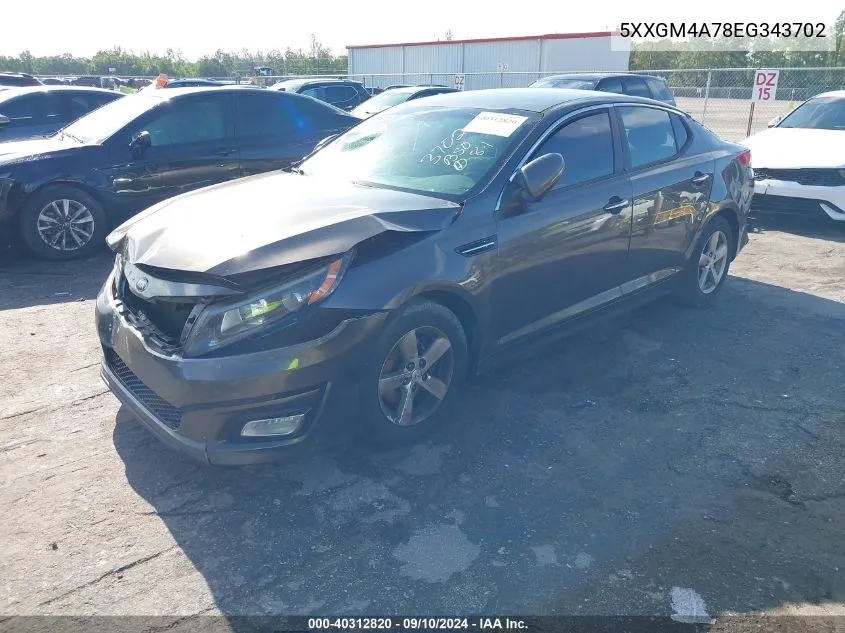 2014 Kia Optima Lx VIN: 5XXGM4A78EG343702 Lot: 40312820