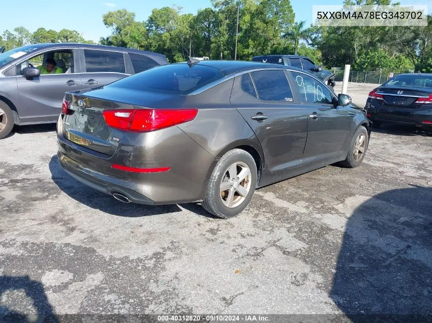 5XXGM4A78EG343702 2014 Kia Optima Lx