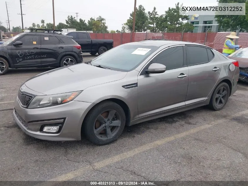 2014 Kia Optima Lx VIN: 5XXGM4A72EG312252 Lot: 40321313