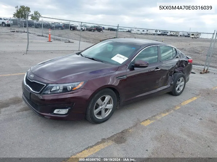 5XXGM4A70EG316039 2014 Kia Optima Lx