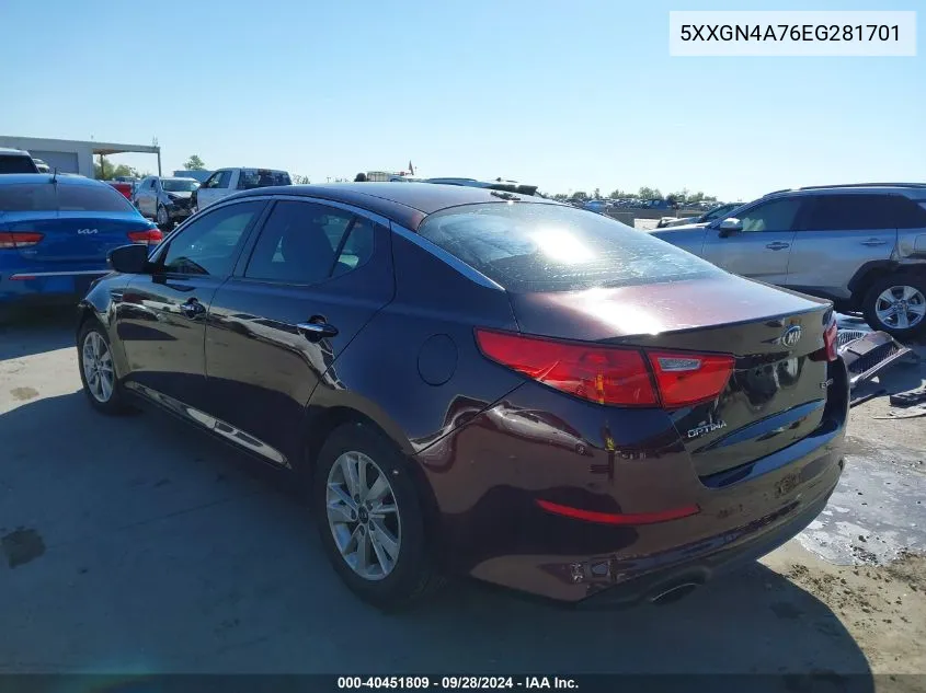 2014 Kia Optima Ex VIN: 5XXGN4A76EG281701 Lot: 40451809