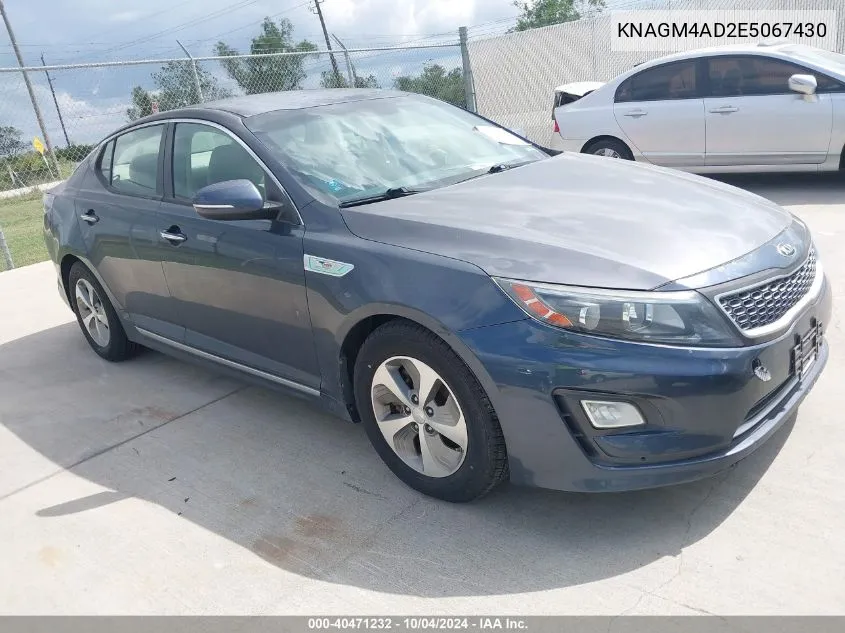 2014 Kia Optima Hybrid Lx VIN: KNAGM4AD2E5067430 Lot: 40471232