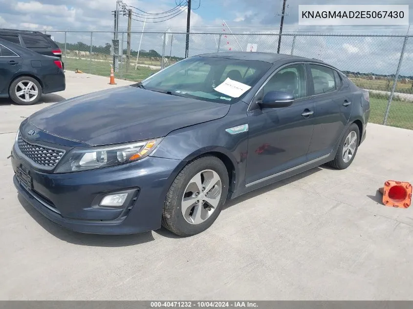 2014 Kia Optima Hybrid Lx VIN: KNAGM4AD2E5067430 Lot: 40471232