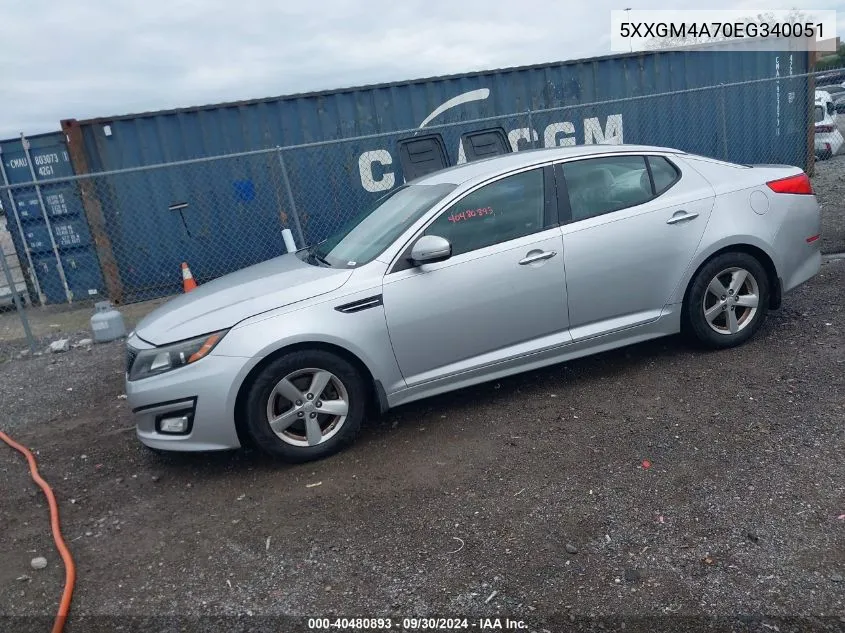 2014 Kia Optima Lx VIN: 5XXGM4A70EG340051 Lot: 40480893