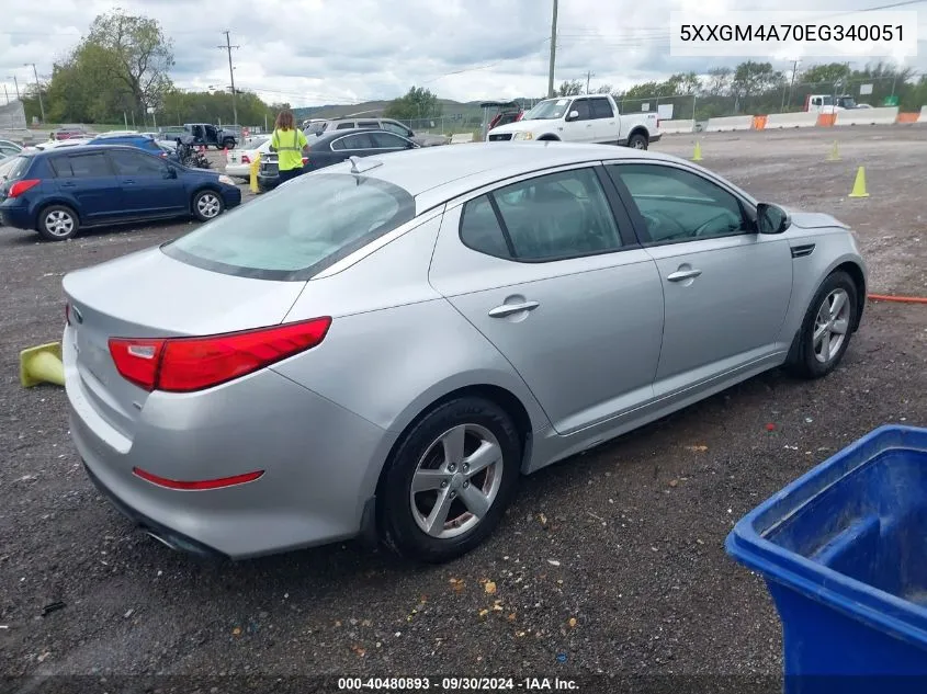 2014 Kia Optima Lx VIN: 5XXGM4A70EG340051 Lot: 40480893