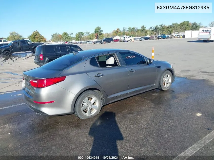 2014 Kia Optima Lx VIN: 5XXGM4A78EG312935 Lot: 40534019