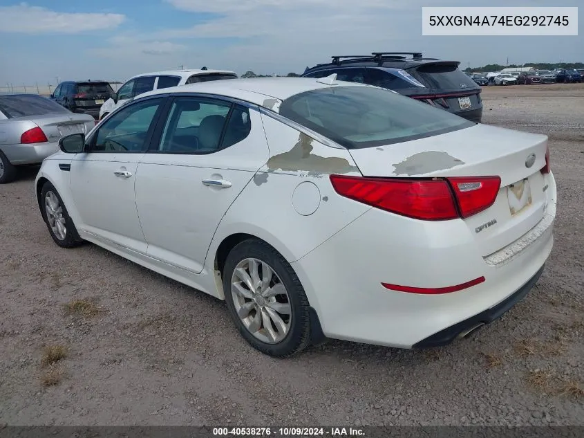 2014 Kia Optima Ex VIN: 5XXGN4A74EG292745 Lot: 40538276